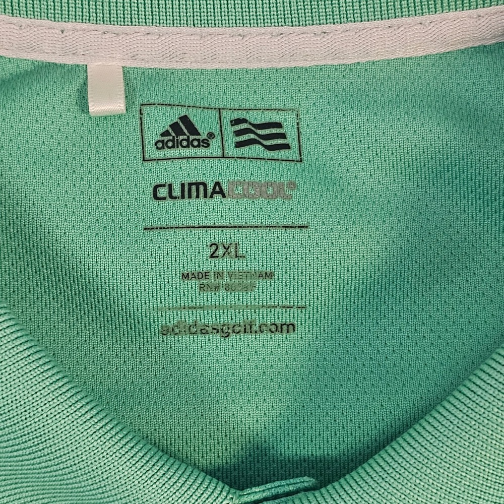 Adidas Golf Climacool Polo Shirt Mens 2XL Green Diamond Grid‎ Short Sleeve Top - Picture 2 of 7